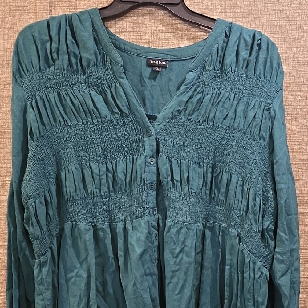Torrid Teal Smocked Women's Top